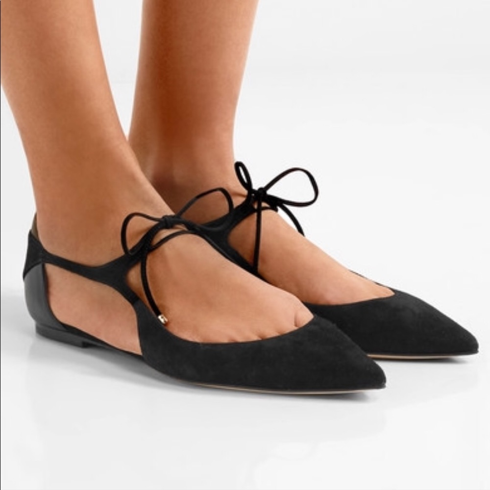 Jimmy Choo Vanessa cutout suede leather flats